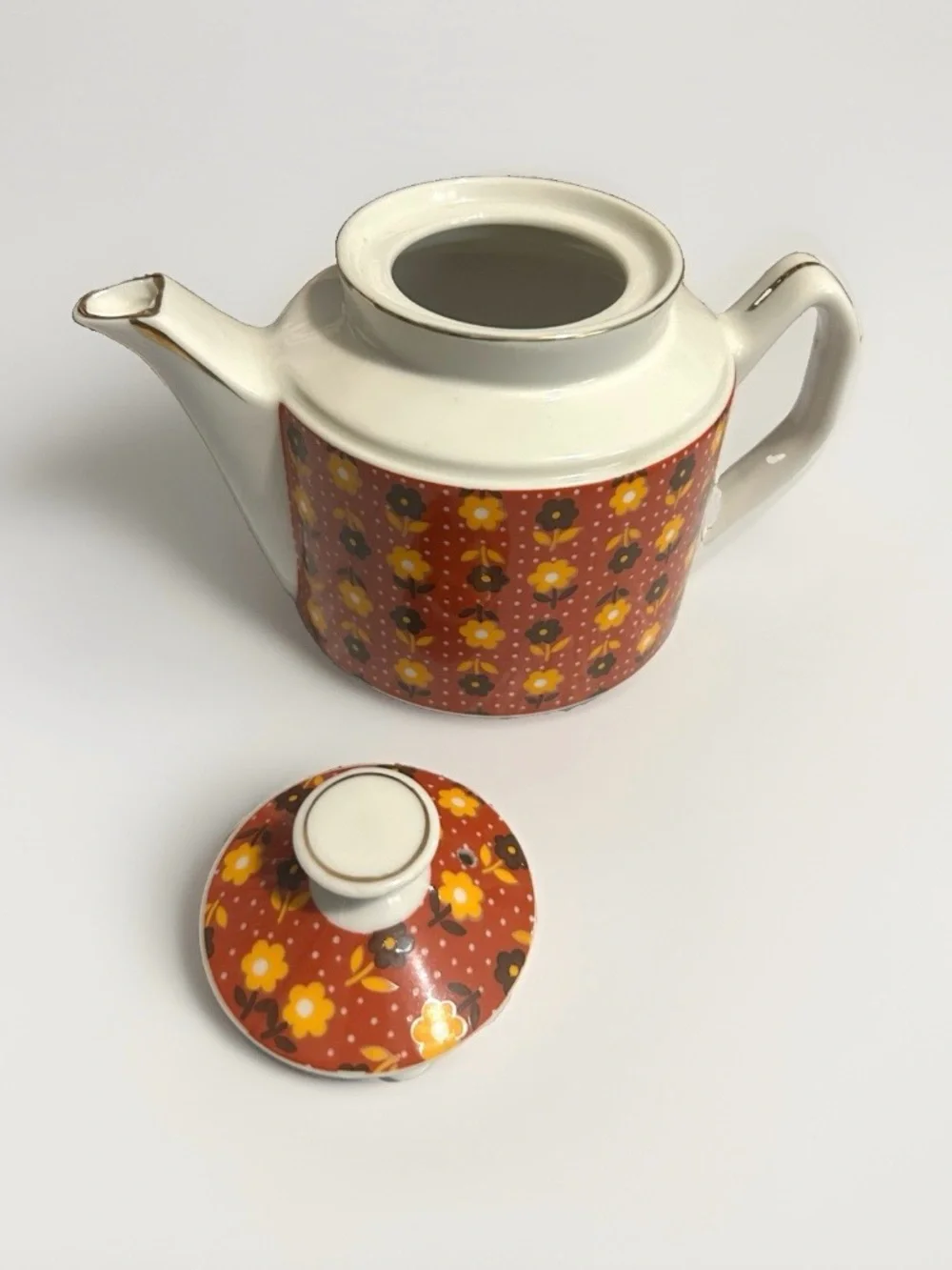 Enesco Coffee Tea Pot Daisy Floral Pattern 5